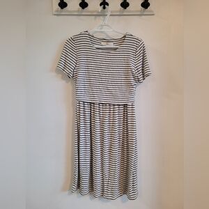 Ripe Black and White Midi Maternity/Nursing Dress